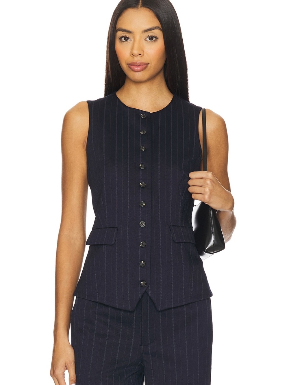 NWT Rag & Bone Irina Ponte Long Vest in Navy Multi